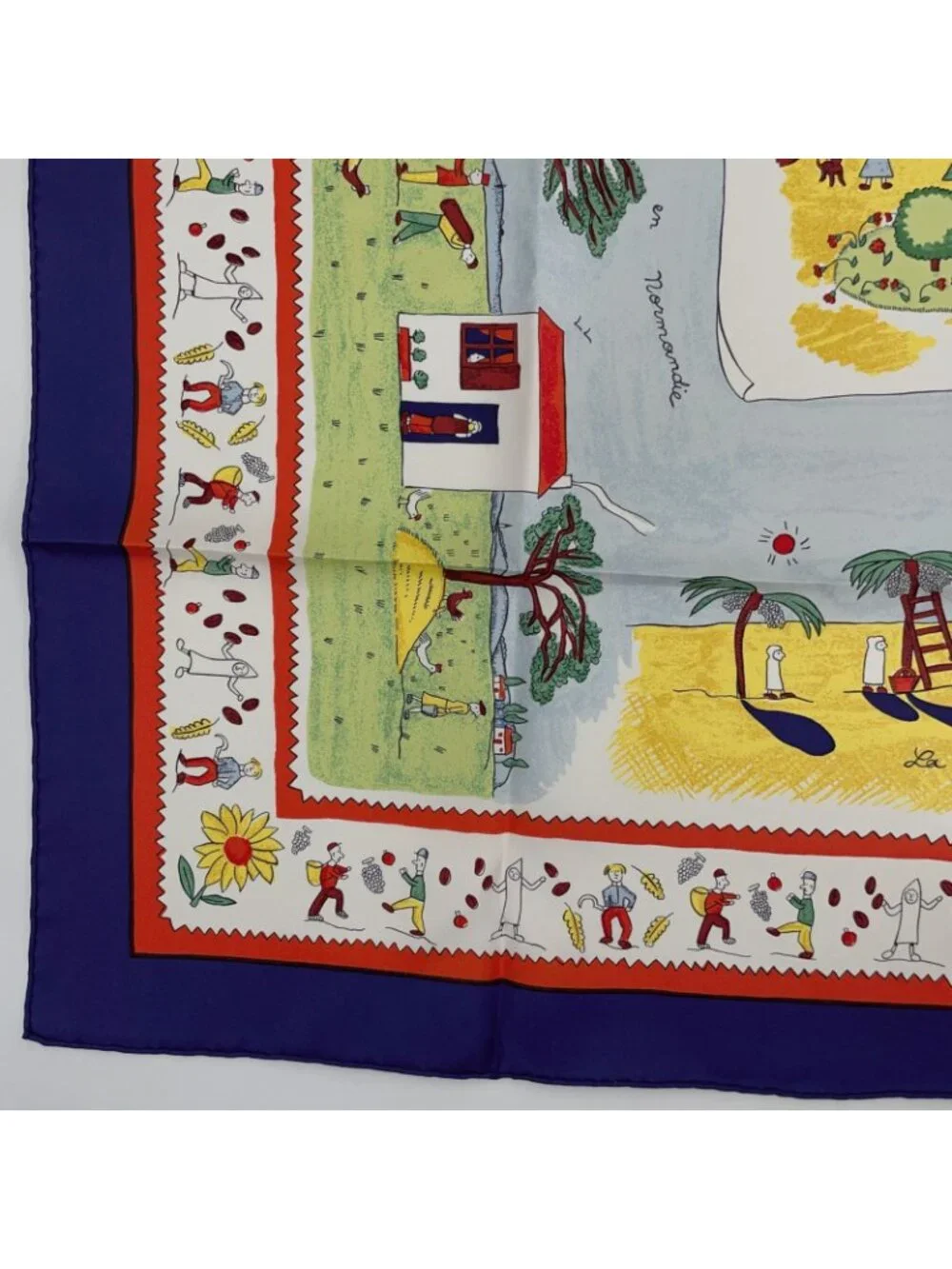Hermes Carre 90 RE Tour a la Terre Return Navy Multicolor Silk 100% Scarf - Picture 4 of 6